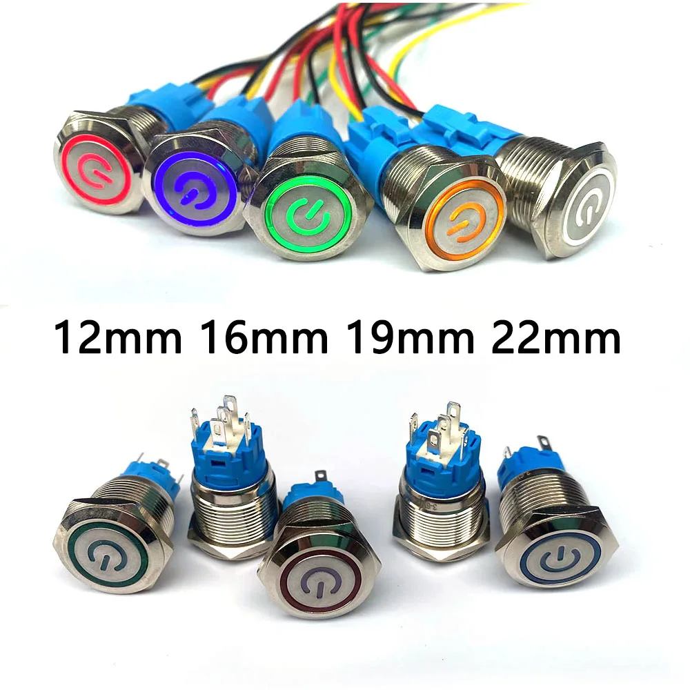Interrupteur 220V Automatique Interrupteur Bouton-poussoir Métal 16mm • 220V • Étanche • Réinitialisation Automatique • Acier Inoxydable • Pour Camion Interrupteur Métal étanche