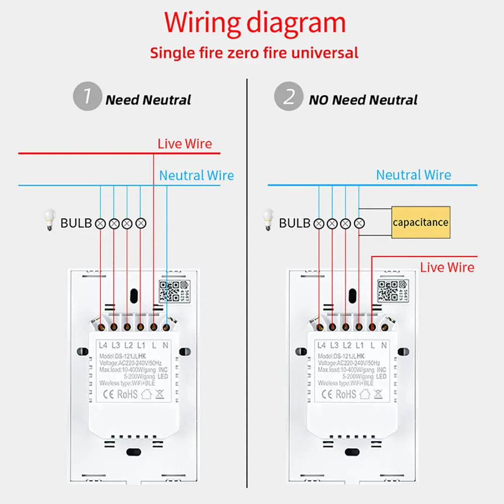 Apple Homekit Smart Switch Geen Neutrale Eu/Us Wifi Touch Sensor Lichtschakelaar Muur Smart Home 1/2 /3 gang Siri Voice Control 2022