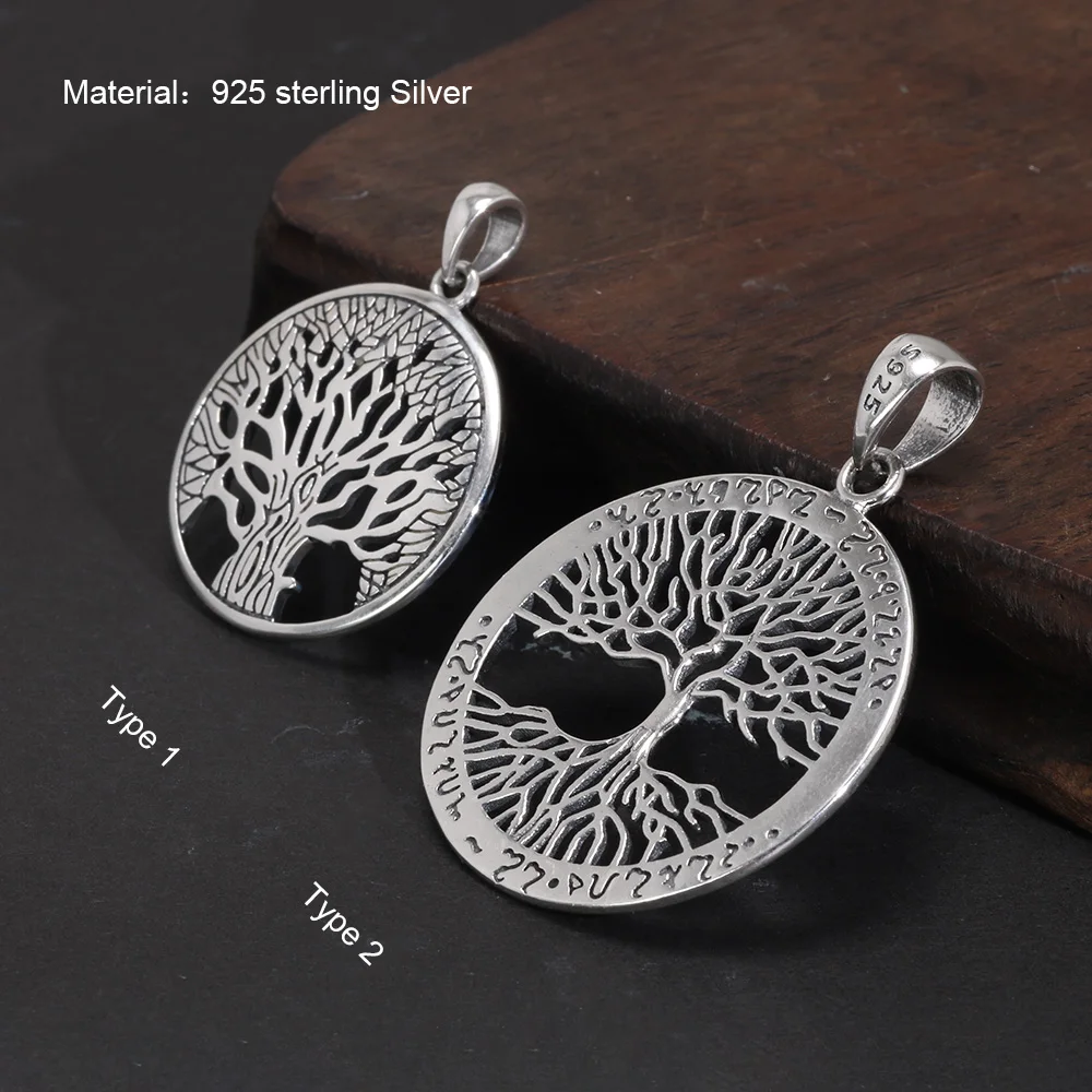 Tree of Life Pendant Necklace Norse Vikings Amulet 925 Sterling Silver Jewelry for Women Men