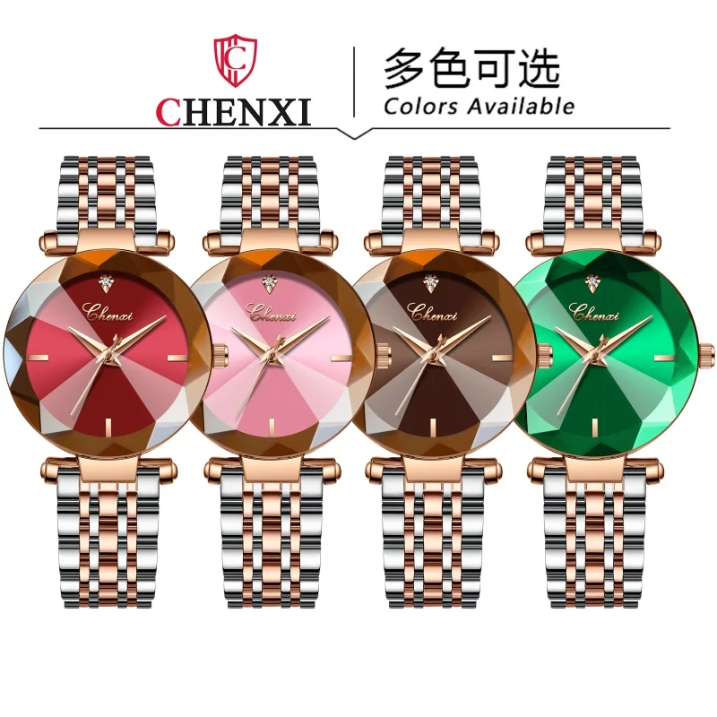 3 Atm Waterproof Diamond Cut Watch Mirror Women Butterfly Buckle Stainless Steel Band Quartz Wrist Watch For Lady