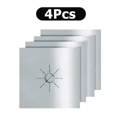Set of Stove Protector Covers - Non-Stick Kitchen Accessories (4PCS Silver)