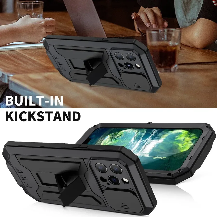 2024 Outdoor Sports Luxury Aluminum metal shock proof case for iPhone 13 Pro Max 13Mini heavy duty rugged protective cover
