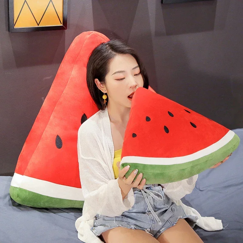 시뮬레이션 수박 채워진 과일 베개 봉제 장난감, 가정 소파 침대, 자동차 장식, 부드러운 쿠션, 어린이 선물, 빅 사이즈 100cm, 3 가지 스타일