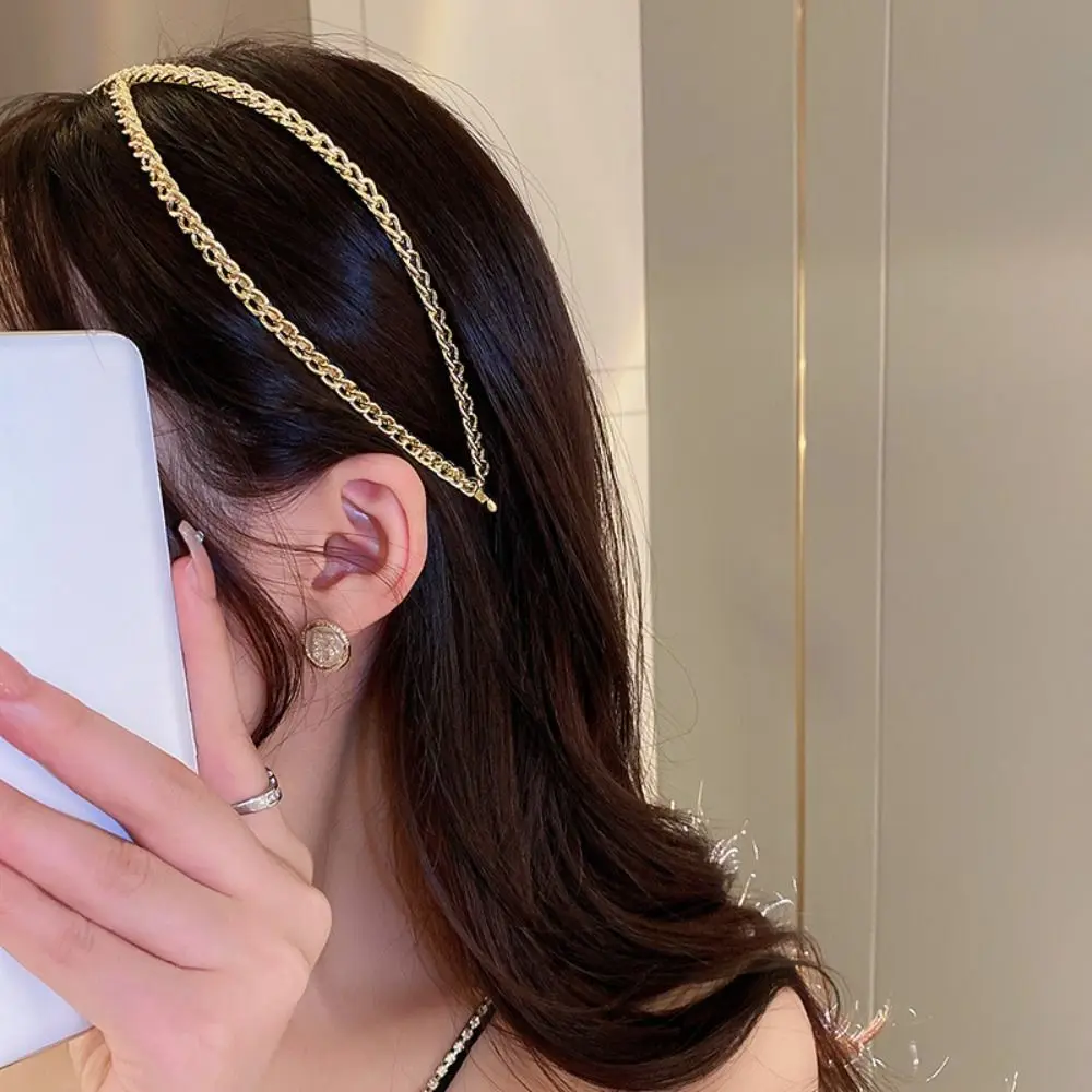 

Fashion Rhinestone X Shape Headbands Hair Accessories Women Baroque Hollow Cross Chain Hairband Boutique Hair Hoop Headwear