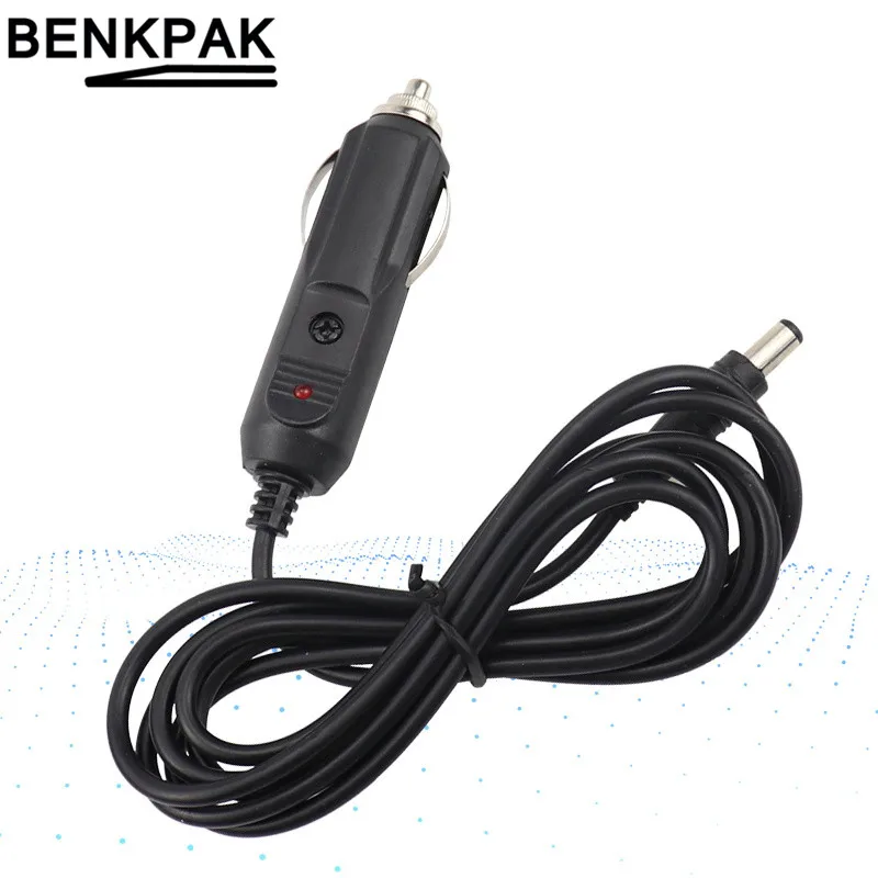 Car Cigarette Lighter 5.5*2.1mm Plug Cigar Power Connector Fused With Light LED With 1.5m Wire Cable End Caps