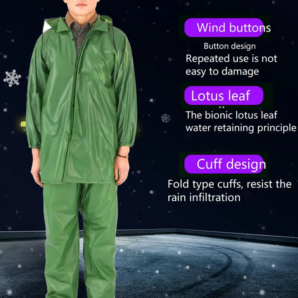 Raincoat Pants Set Water Repellent Rainwear Set Buttons Outdoor Working Reliable Leakproof Hiking Travel Rainwear