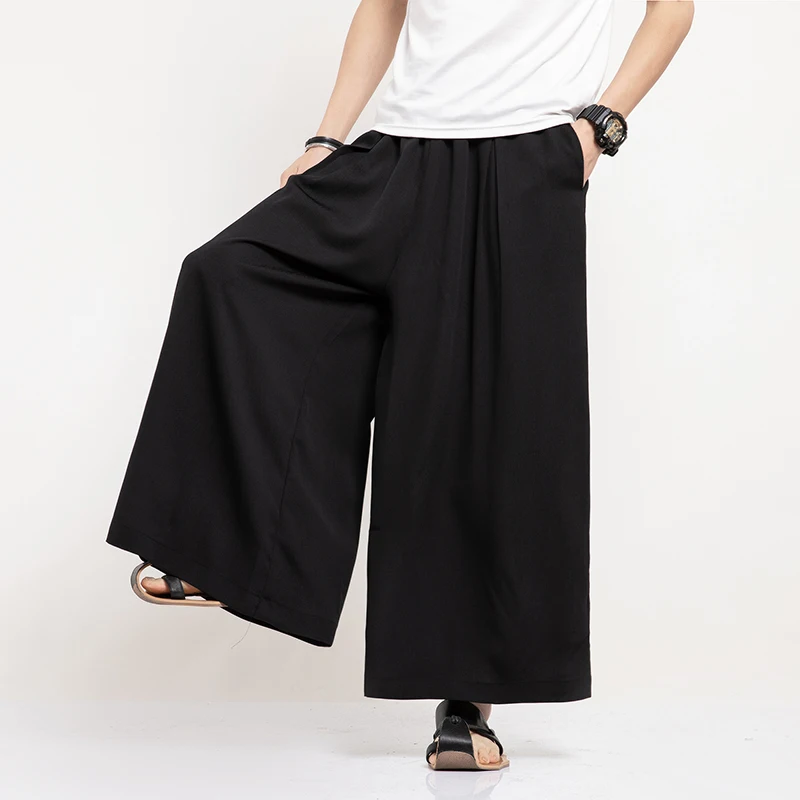 

Summer Men Wide Leg Pants Harajuku Streetwear Harem Pants Male Harajuku Style HanFu Kongfu Trousers Ankle-Length Pants 5XL