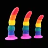 Soft Rainbow Silicone Dildos Anal Plug strong Suction Cup Dildo men massager Sex Toys for Women Lesbian Masturbators Penis Tools 1
