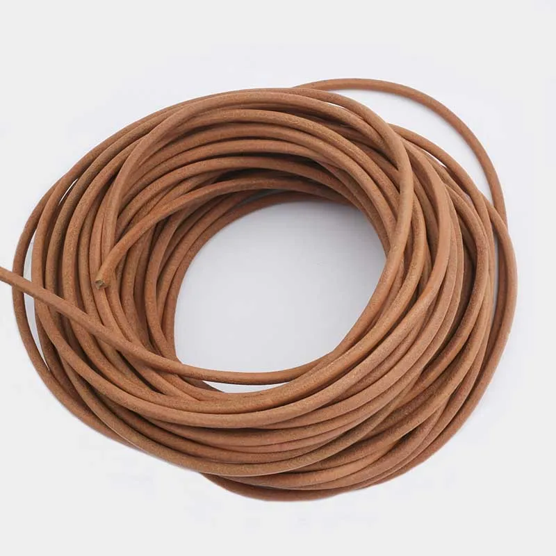 5 미터 자연 2mm 3mm 4mm 5mm 6mm 진짜  가죽 코드 라운드 로프 문자열 DIY 목걸이 팔찌 쥬얼리 만들기위한
