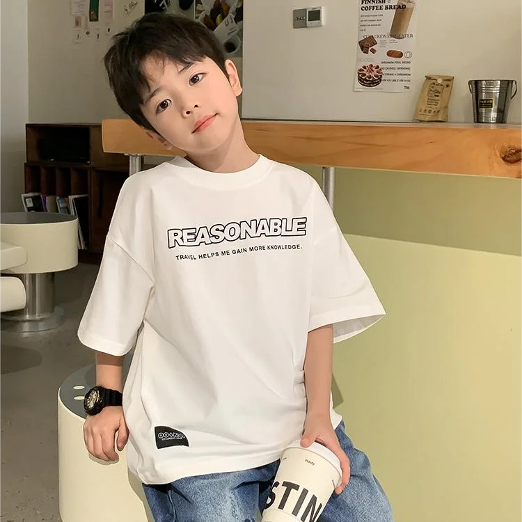 

Children's Clothing Summer New 2023 Medium and Large Cotton Short-Sleeved T-shirt Fashion Printing