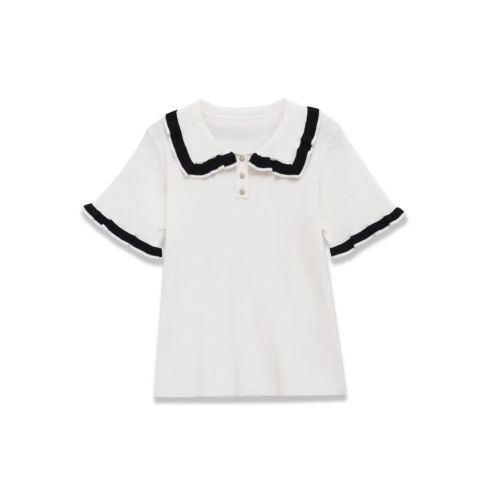 HH Damen 2026 Sommer Neue Mode Kurzarm POLO-Kragen T-Shirt Weiblich Schick Knopfverziert High Street Casual 2-Farben Oberteile – Detail 3