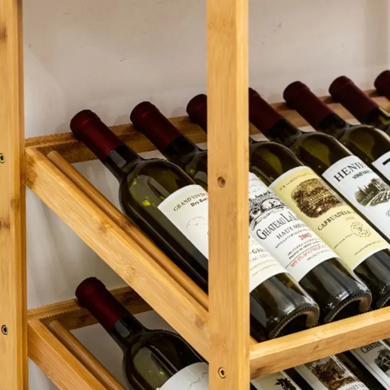 Wooden Bar Cabinet Vintage Vertical Drink Display Shelf Kitchen Home Nordic et Wine Rack Standing Gabinete Bar Furniture