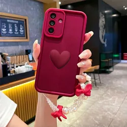 Copertura per telefono in silicone antiurto con maniglia a forma di farfalla e cuore