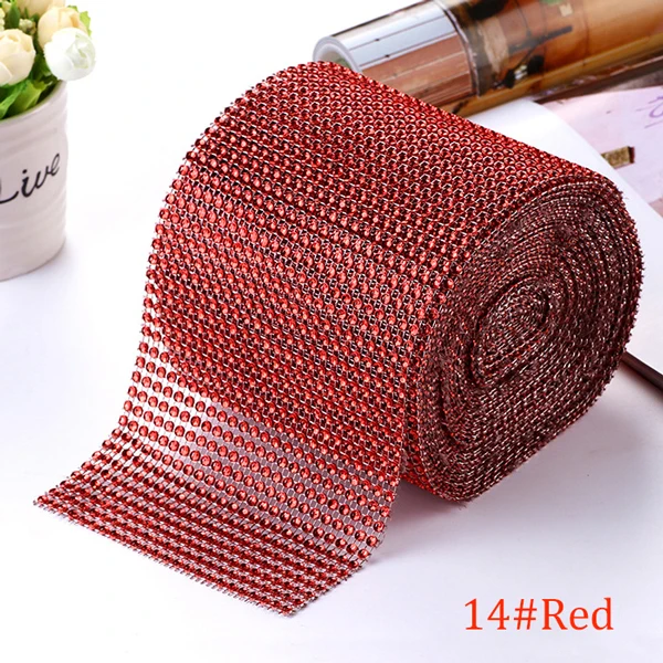 10-Yard Rhinestone Mesh Trim with 24 Rows for DIY Wedding and Party Decoration