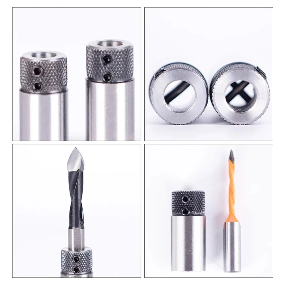 Description Picture 6 of itemSockets Woodworking Drill Row Cross Sleeve Clamp Drill Base Tungsten Steel Drilling Rig Collet Chuck Power Tool Workshop Parts