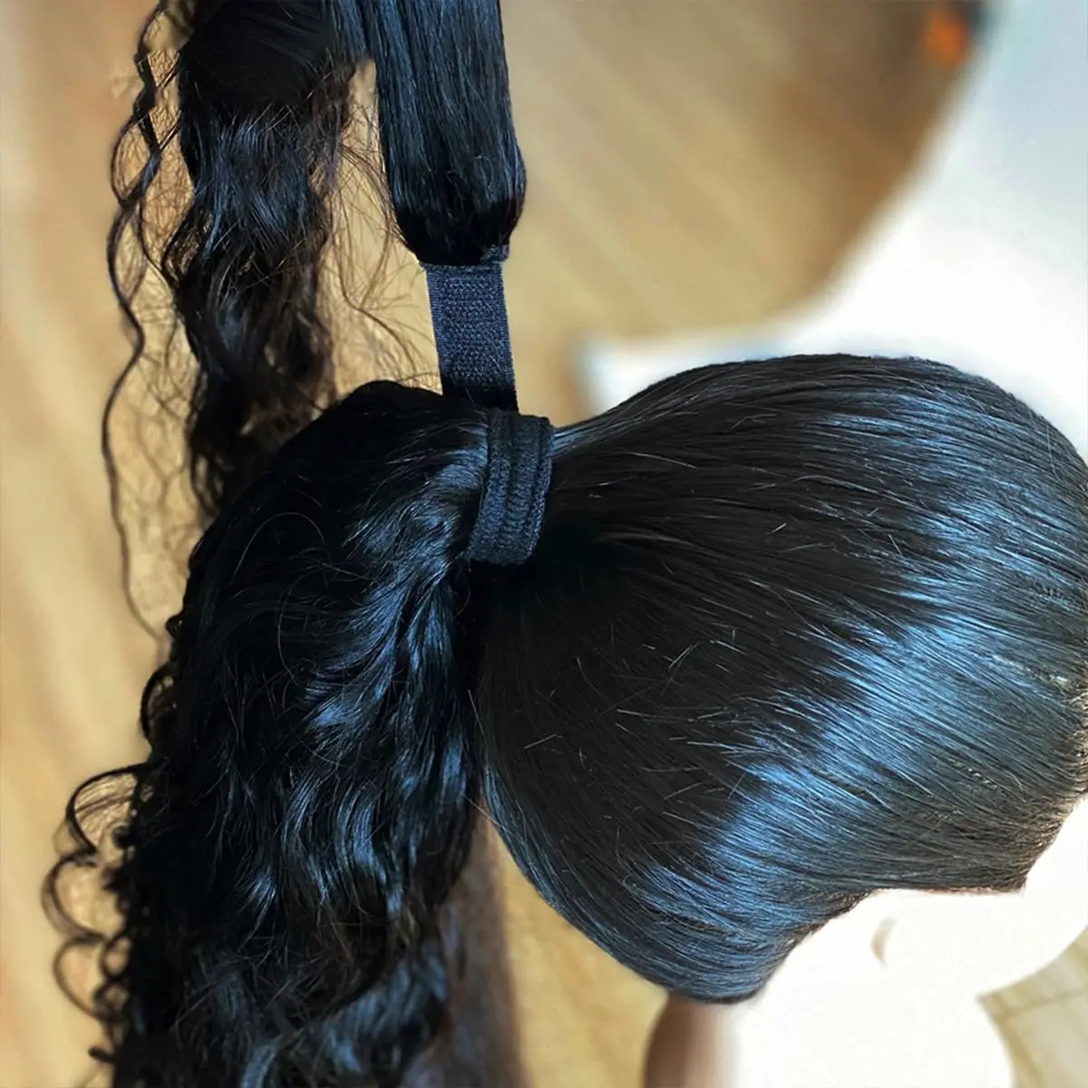100g 유럽식 스트레이트 레미 인모 포니테일 클립인 익스텐션 천연 헤어 말꼬리 헤어스타일 100% 