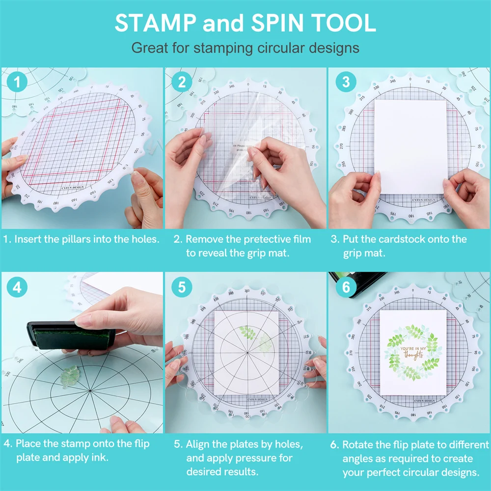 9.5inch/24cm Rotating Stamping Platform-Stamp & Spin Tool for Circular Designs, Stamping Positioning Tool with 24 Equal Interv
