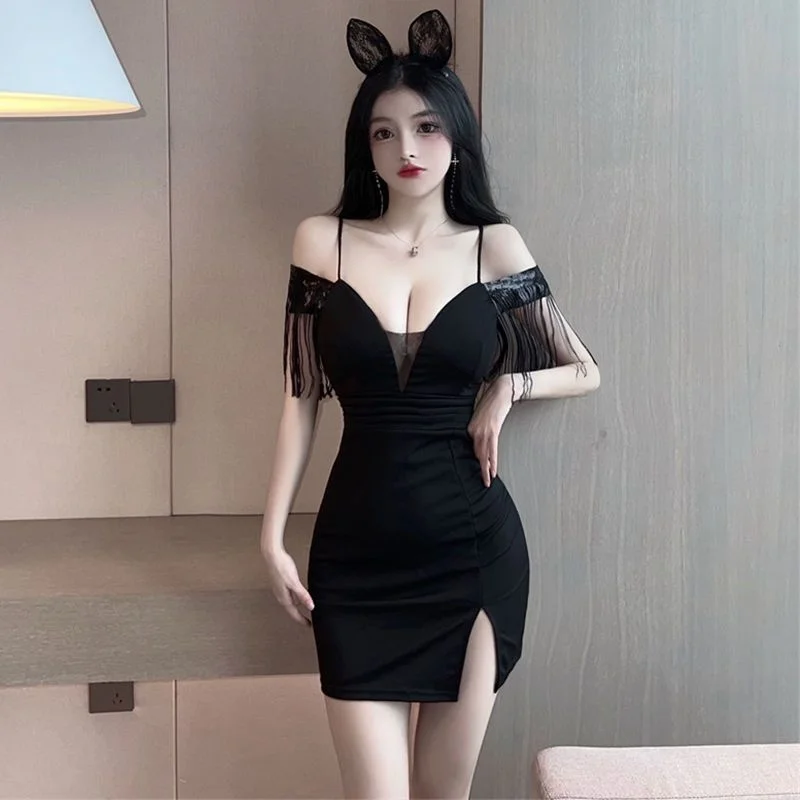 

Exposed Short Skirt Sequins Splicing Buttocks Sexy Nightclub Women's Winter Work Clothes Plus Size es Vestidos Women Dress