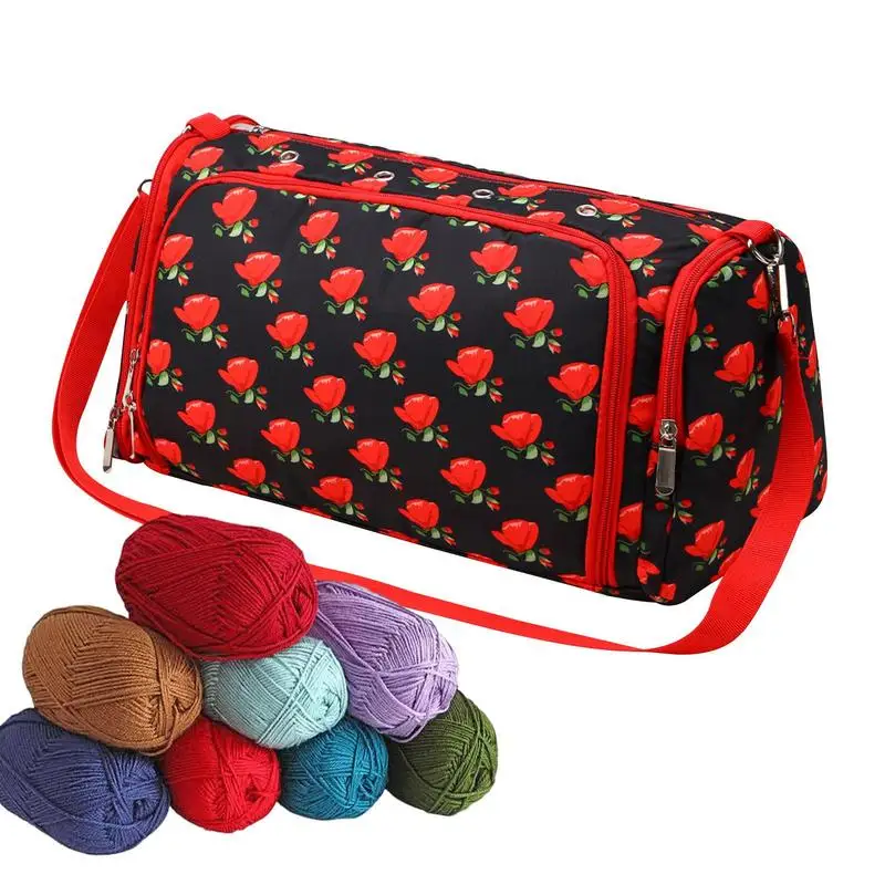 

Portable Crochet Bag Clear Yarn Project Tote Bag | Multifunctional Portable Knitting Organizer With Adjustable Shoulder Strap