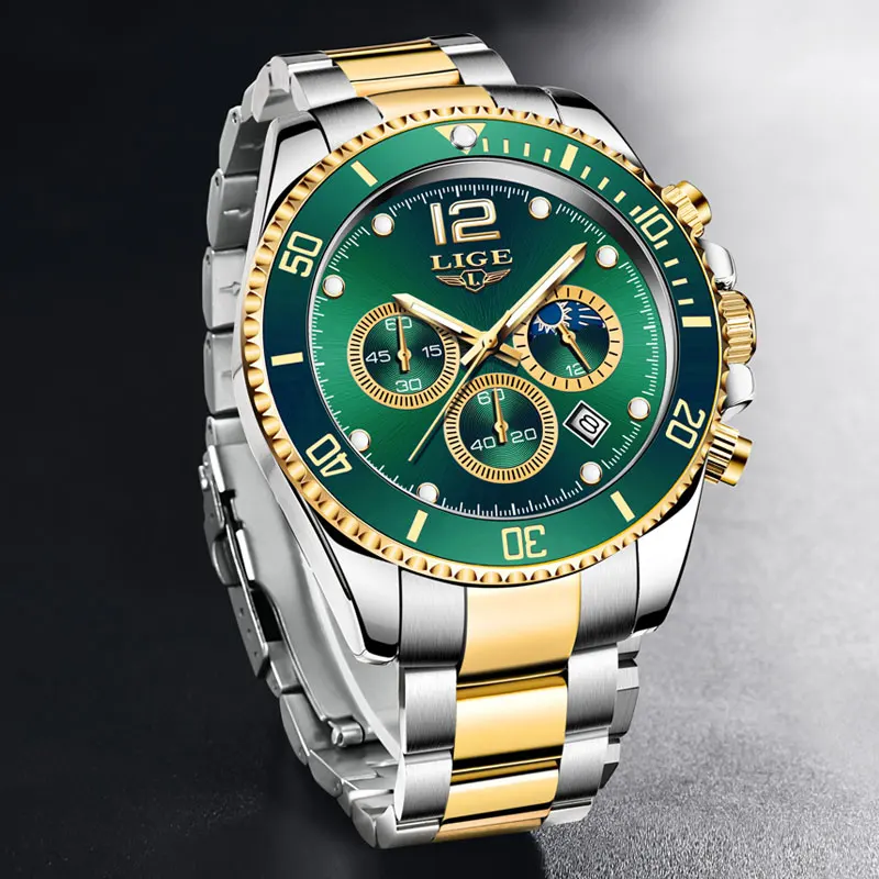 Mens Watches LIGE Top Brand Luxury Watch for Men Waterproof Sports Stainless Chronograph Quartz Wristwatch Relogio Masculino+Box - 2