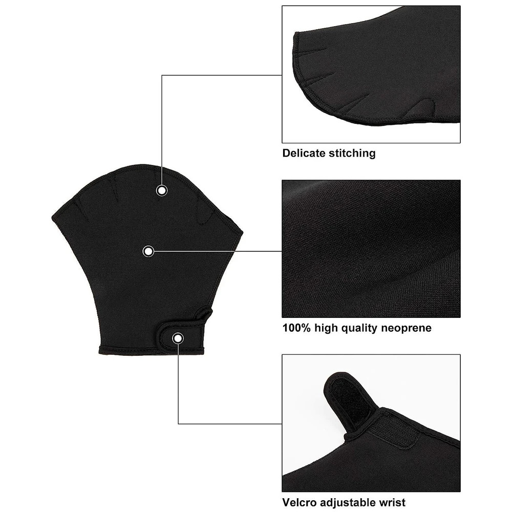 1Pair Aquatic Gloves Swimming Training Gloves Webbed Swim Gloves Water Resistance Paddle Gloves for Men Women Diving Surfing 3