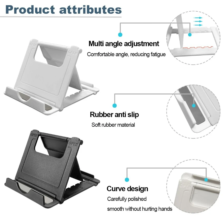 Compact Foldable Phone Stand - Universal Adjustable Desk Holder