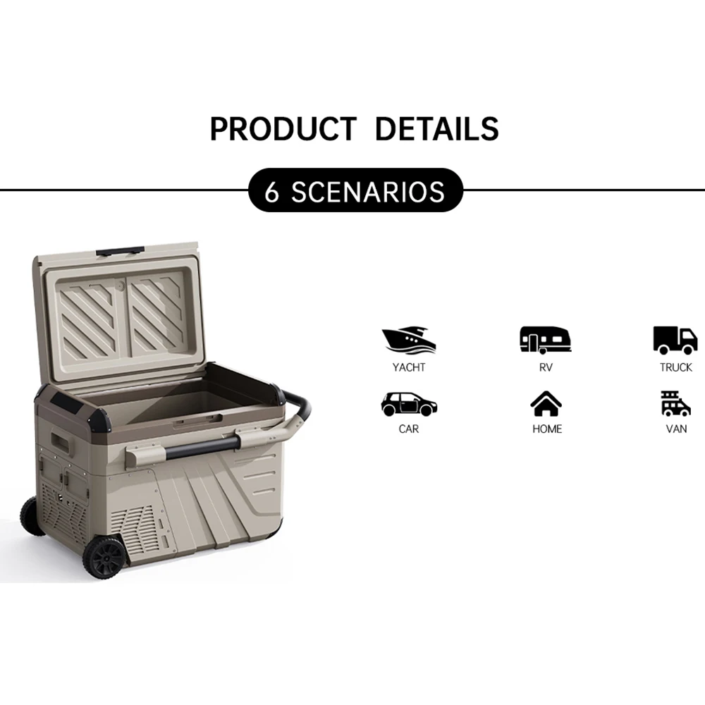 35L/45L 캠핑용 냉장고, 디스플레이 냉장고 및 상업용 냉동고, 바퀴와 손잡이가 있는 12V/24V 차량용 냉장고