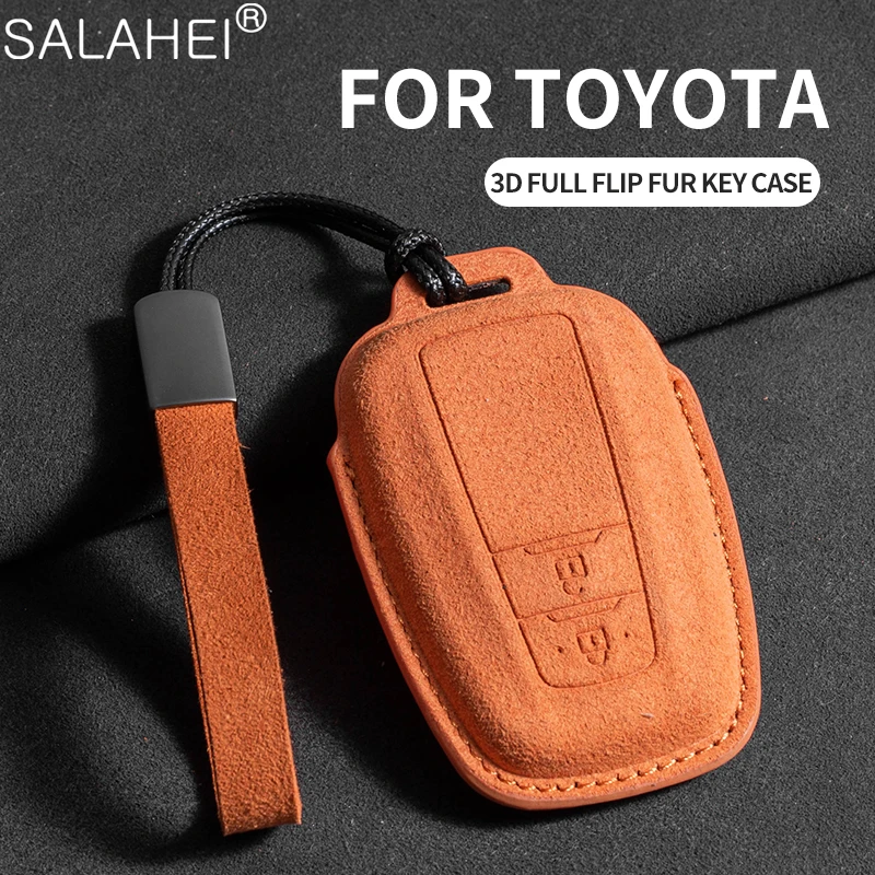 

Suede Leather Car Key Case Cover Holder Shell For Toyota Prius Camry Corolla CHR C-HR RAV4 Land Cruiser Keychain Accessories