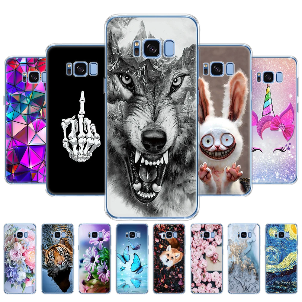 Custodia Per Samsung Galaxy S8/S8 Plus Cover Posteriore Per Samsung S8/S8 Plus Borsa Per Telefono Custodia Protettiva Coque Fiore Animale Marmo