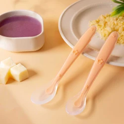 2 - Piece Soft Silicone Baby Feeding Spoon Set - Star Design Tableware (Orange Pair)