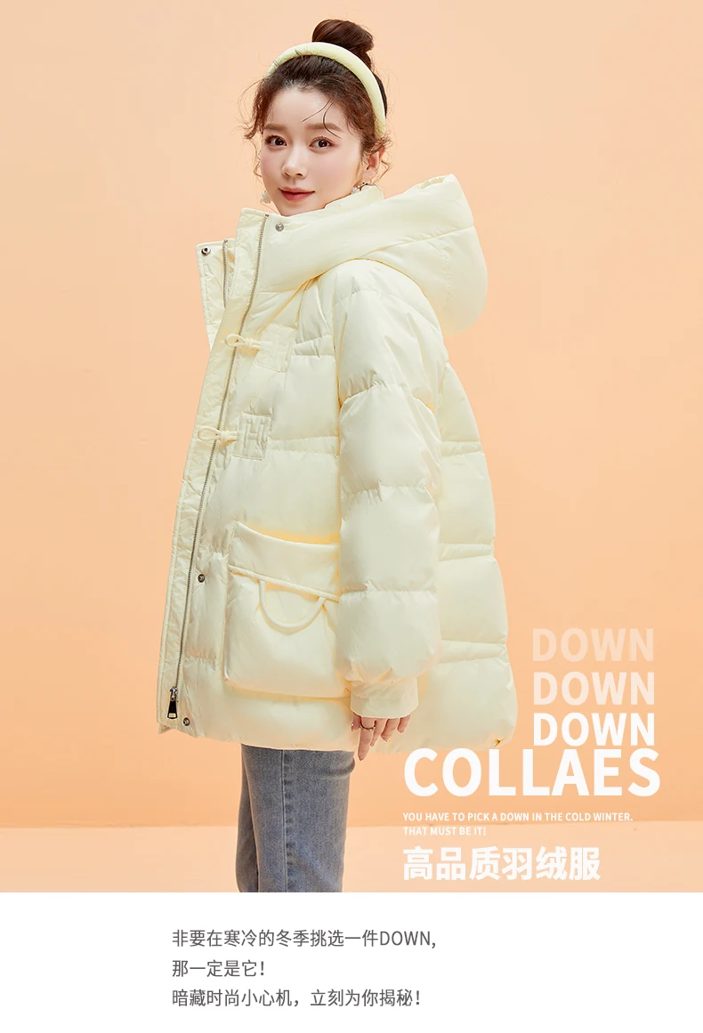 Winter Women White Duck Puffer Down Hooded Jackets Coats 2022 Warm Ski Windproof Ladies Coats