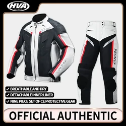 HVA Waterproof Motorcycle Jacket Man Racing Suit Wearable Motorcycle Jacket+Motorcycle Pants Moto Set With EVA Protection