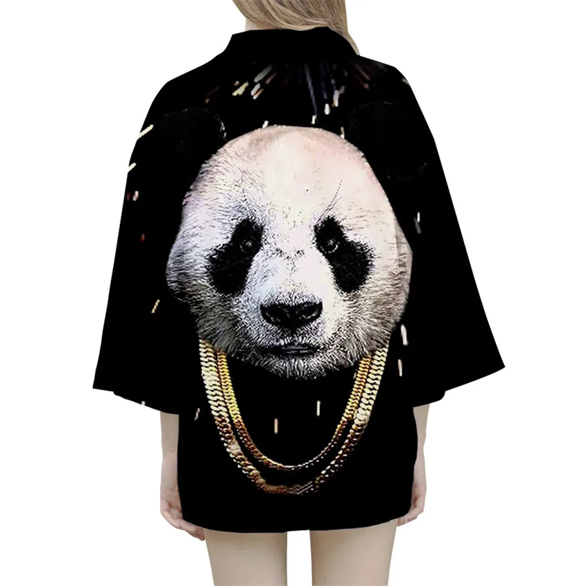 

Sakura Panda Print Yukata Men Women Fashion Cardigan Blouse Haori Obi Asian Clothes Harajuku Japanese Cosplay Kimono