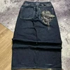 American Y2K New Hip Hop Gothic Embroidered Straight Jeans Men Street Casual Loose Oversized Mopping Wide-leg Pants Couple Jeans 1