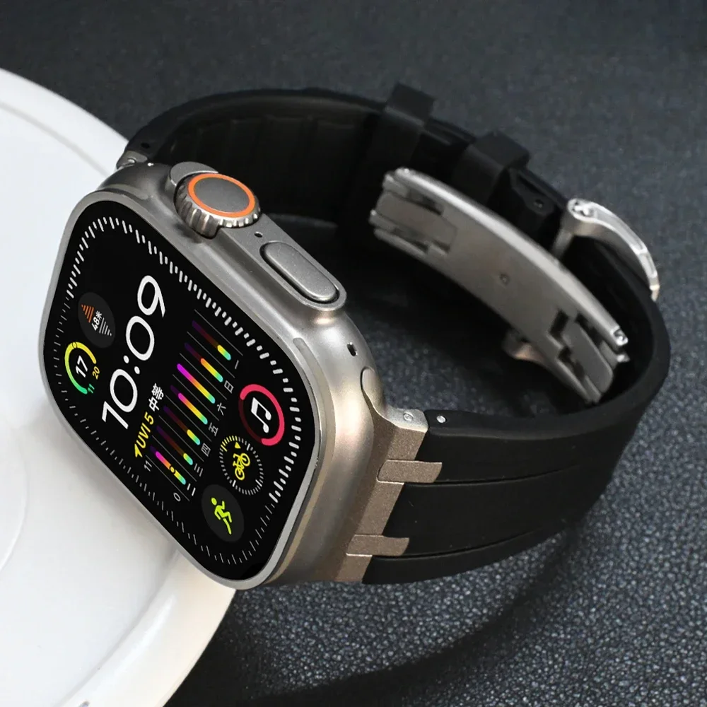 Titanium Color Band for Apple Watch Ultra 49mm series 9 45mm Silicone Watchband for iWatch ultra 2 8 7 se 5 4 6 42 44mm Bracelet