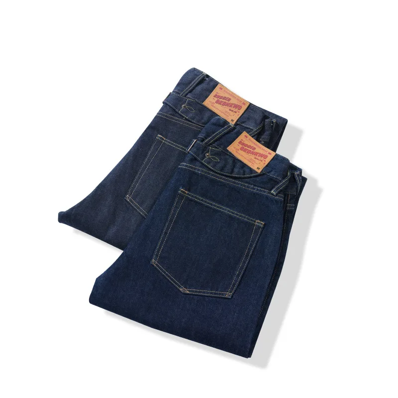 OKONKWO14.75oz 헤비급 두꺼운 오리지널 컬러 레드 이어 스트레이트 레그 청바지 데님 가짜 어깨 바지 야외 스케이트 보드 스포츠