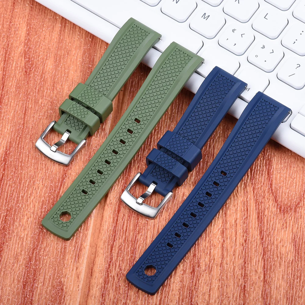 TONJETT Qualität Vulkanisiertes FKM Fluorkautschuk Uhrenarmband 20mm 22mm Slide Keeper Ring mit Schnellverschluss-Armband Sportarmband – Detail 2