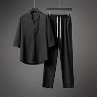 2023 Shirt + Pants Summer New Men's Fashion Casual Solid Color Classic T-Shirt Set Men's High Quality Two-Piece Set Streetwear 2