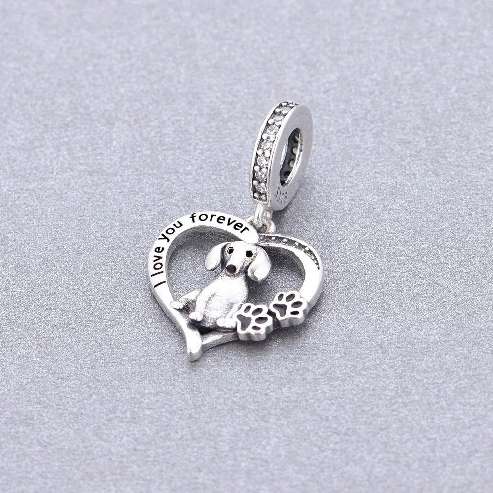 Fit Original Pan Charm Bracelet 925 Sterling Silver Pug Schnauzer Yorkshire Poodle Dachshund Dog Breed Bead For Making Berloque 4
