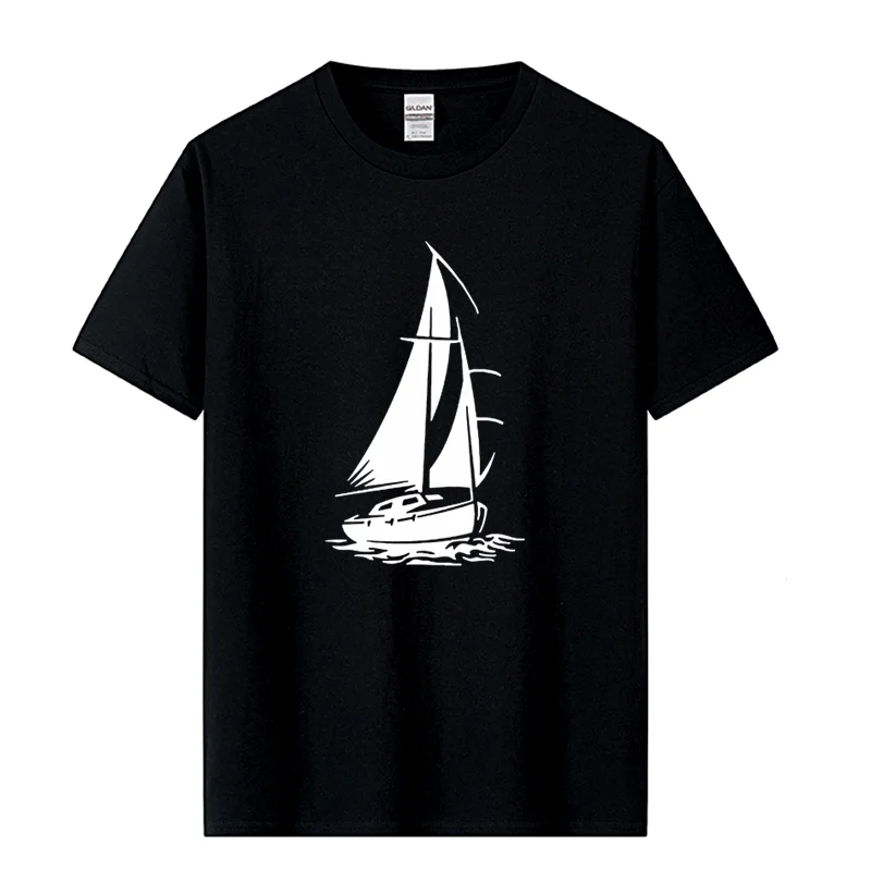 Männer T-shirt Lustige Yacht Boot Schiff Meer Ozean Wellen Casual Lose Hübscher Raglan Kurzarm O Hals Baumwolle Männer shirts T Tops