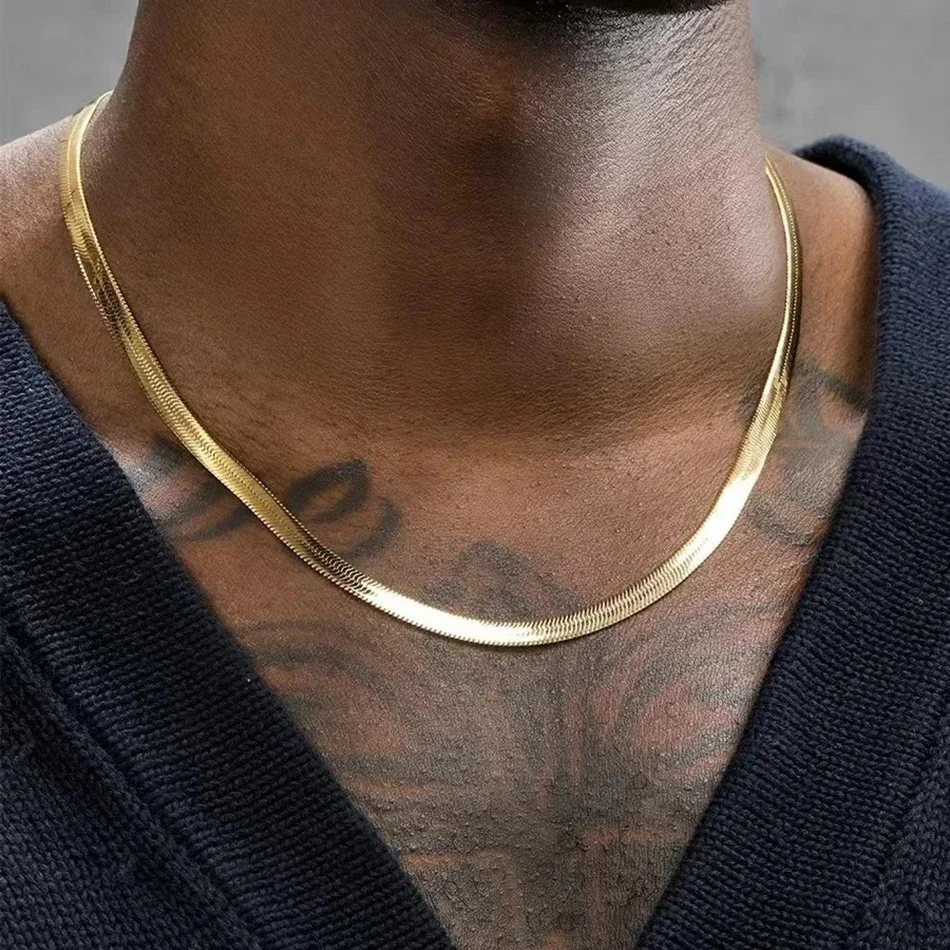 Elegant 18K Gold-Plated Sterling Silver Flat Chain Necklace - Luxury Fine Jewelry Gift