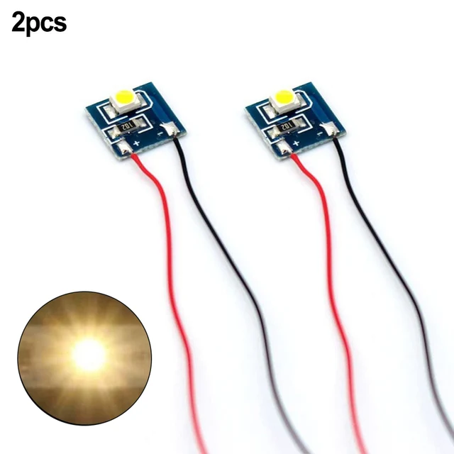 配線済みの温かみのある白色LED,3528x12-18V,2ピース,モデル用