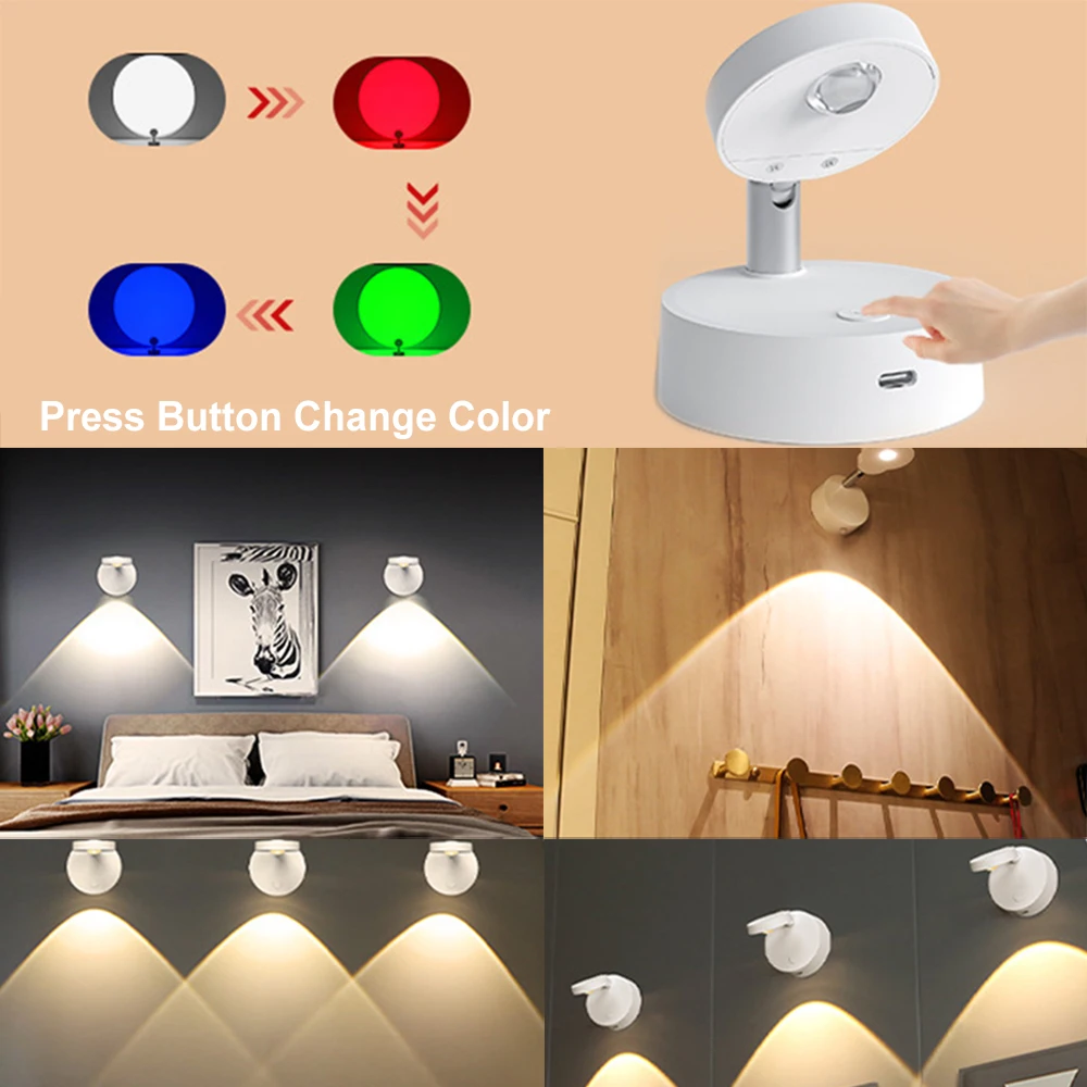 Wireless RGB Remote Spotlight Rechargeable Accent Lights LED Puck Lights Dimmable Timer Wall Lamp Uplight Angle Artwork Lighting 4