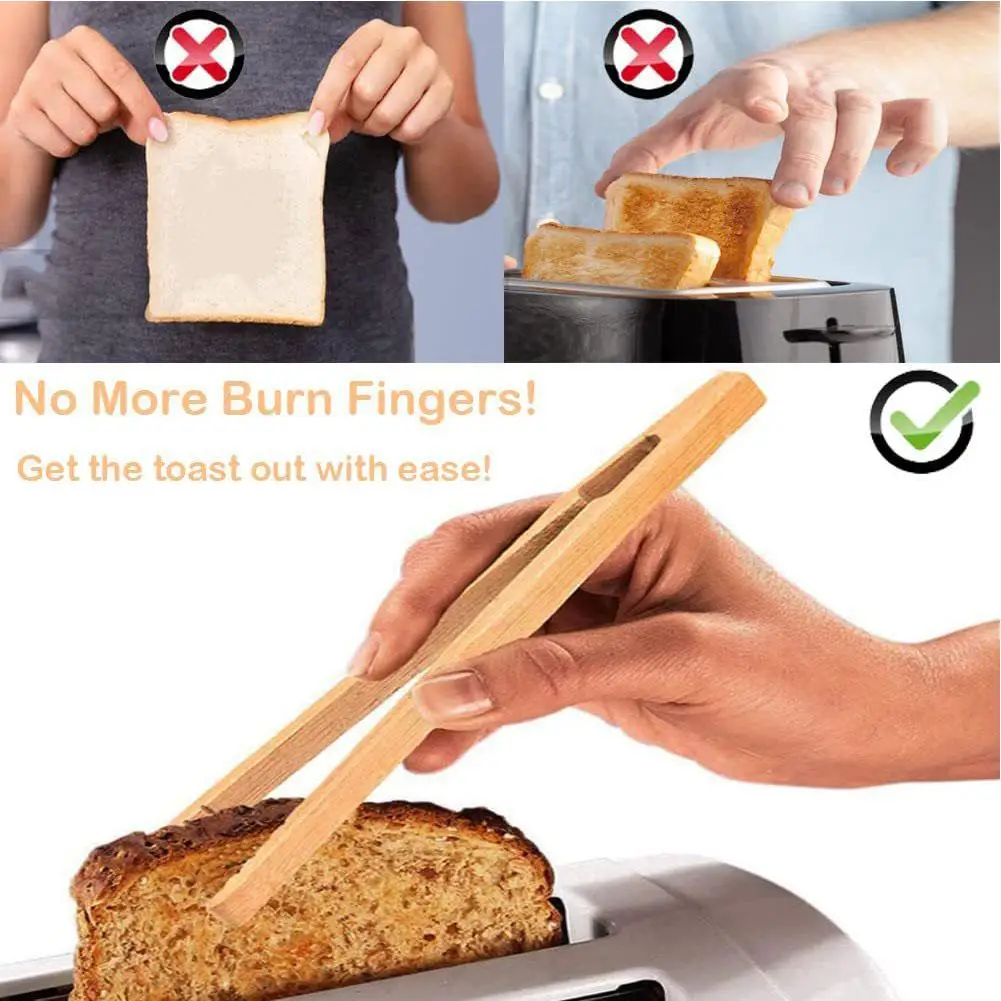 Bamboo Wooden Food Toaster Tongs For Tea Cup Clip Natural Bamboo Tweezers Kitchen Tongs Tea Making Tool New J7J2