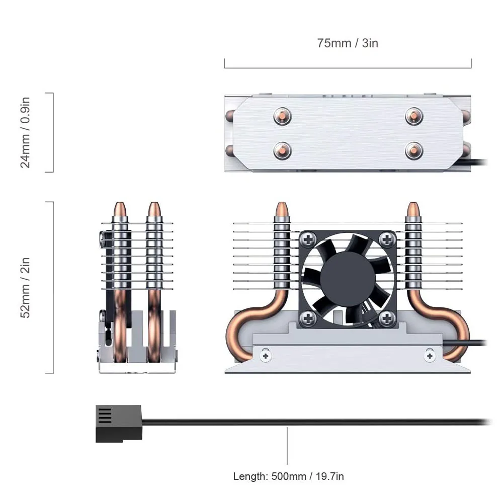 Solid State Hard Disk Fan Dissipador de Calor Ventilador de Refrigeração Embutido Silicone Therma Pads Refrigerador para m2 Nvme 2280 Ssd M.2 - Imagem 3