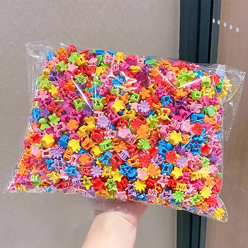 

50pcs Girs Cute Colorful Flower Star Crown Small Hair Claws Lovely Hair Decorate Claw Clips Hairpins Kids Sweet Hair Accessories