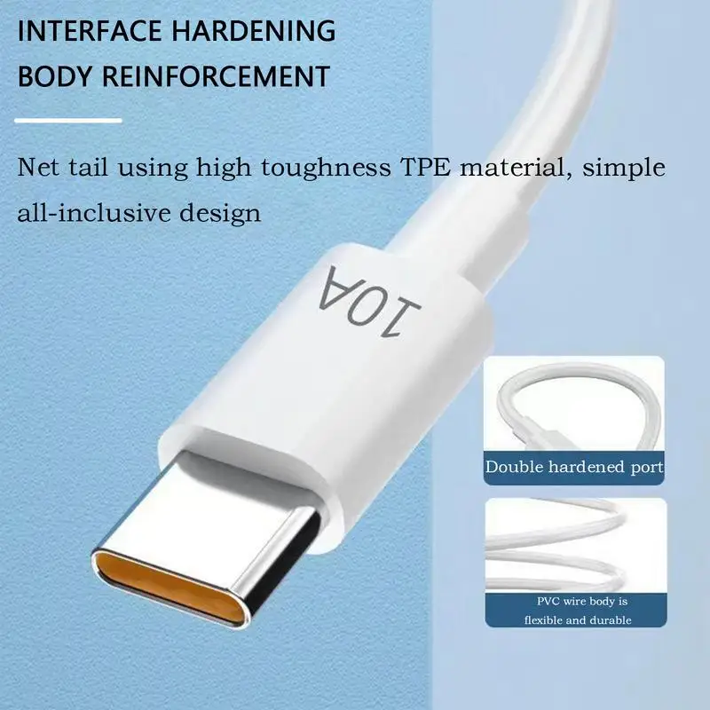 Universal 120W 10A USB Type C Cable Super Fast Charging Cable For Huawei Data Cord For Xiaomi 1M