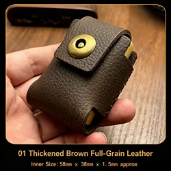 Vintage Genuine Leather Magnetic Lighter Holder - Handmade Men's Classic Design (No1)