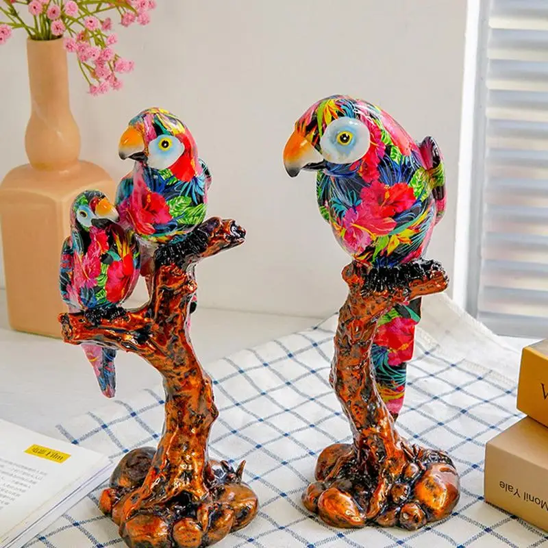 

Фигурка-модель животного, скульптура, Реалистичная полноцветная полимерная птица, коллекционные фигурки, яркие домашние декоративные элементы, прочный попугай