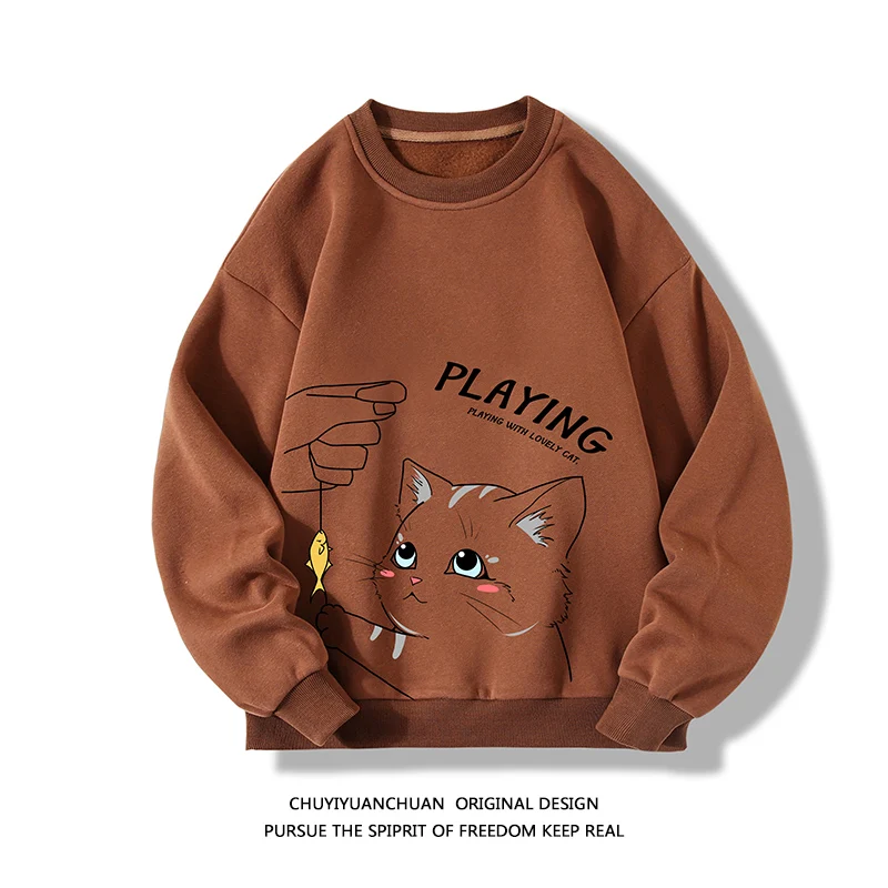 Autumn New Men's Round Neck Long Sleeve Sweatshirts Fashion Print Loose Large Size Casual Sweatshirts M-5XL